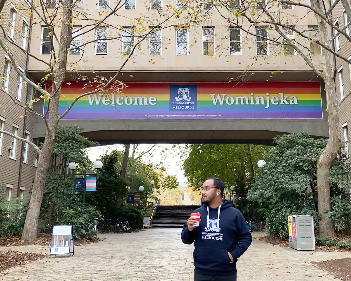 The iconic Welcome Wominjeka sign at the southern entrance of Parkville campus. Source: Personal documentation
