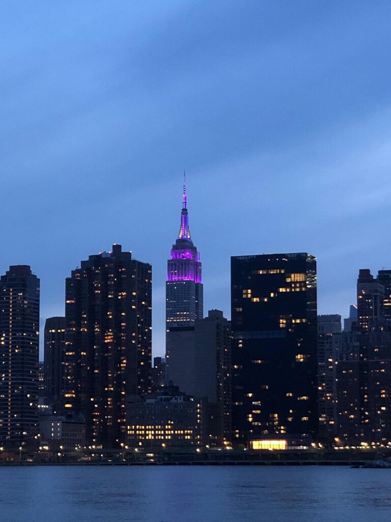 View from Gantry Plaza State Park: On the day of NYU graduation, the top of Empire State Building will turn Violet to celebrate the NYU graduates, including me.