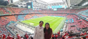 Ivone (right) got an opportunity to watch UEFA EURO 2020 match live, Denmark vs Wales, at Johan Cruijff ArenA, Netherland, June 2021.
