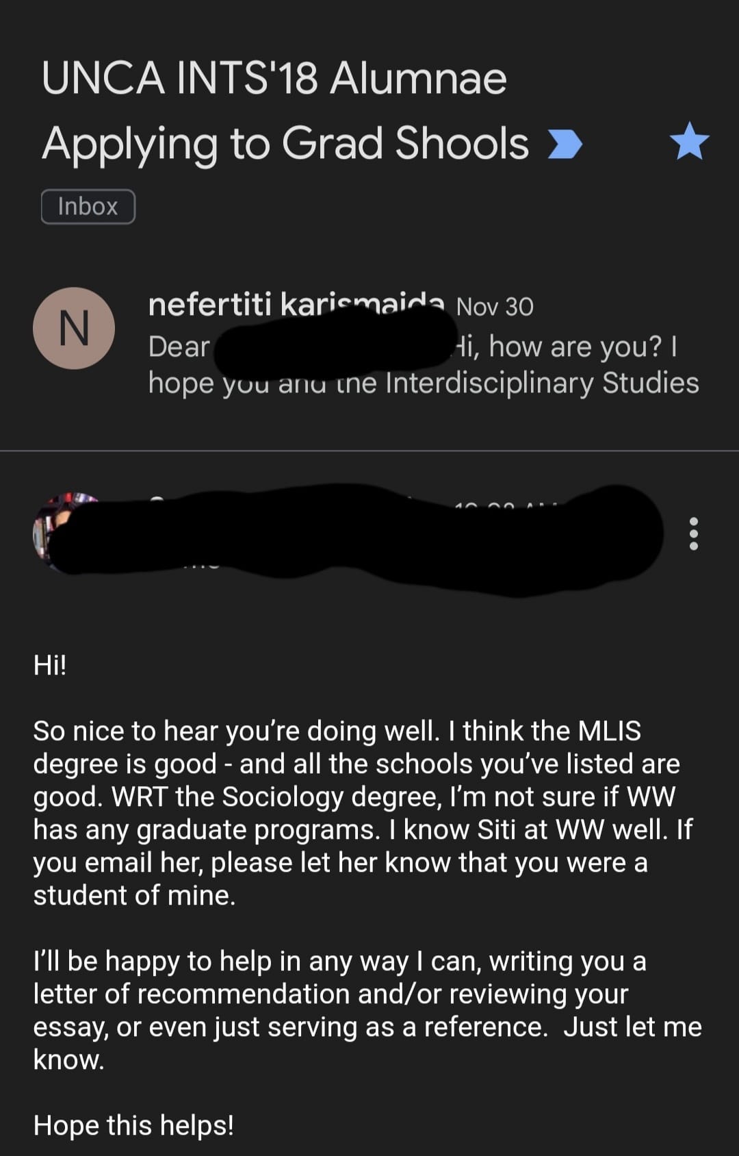 Supportive professor